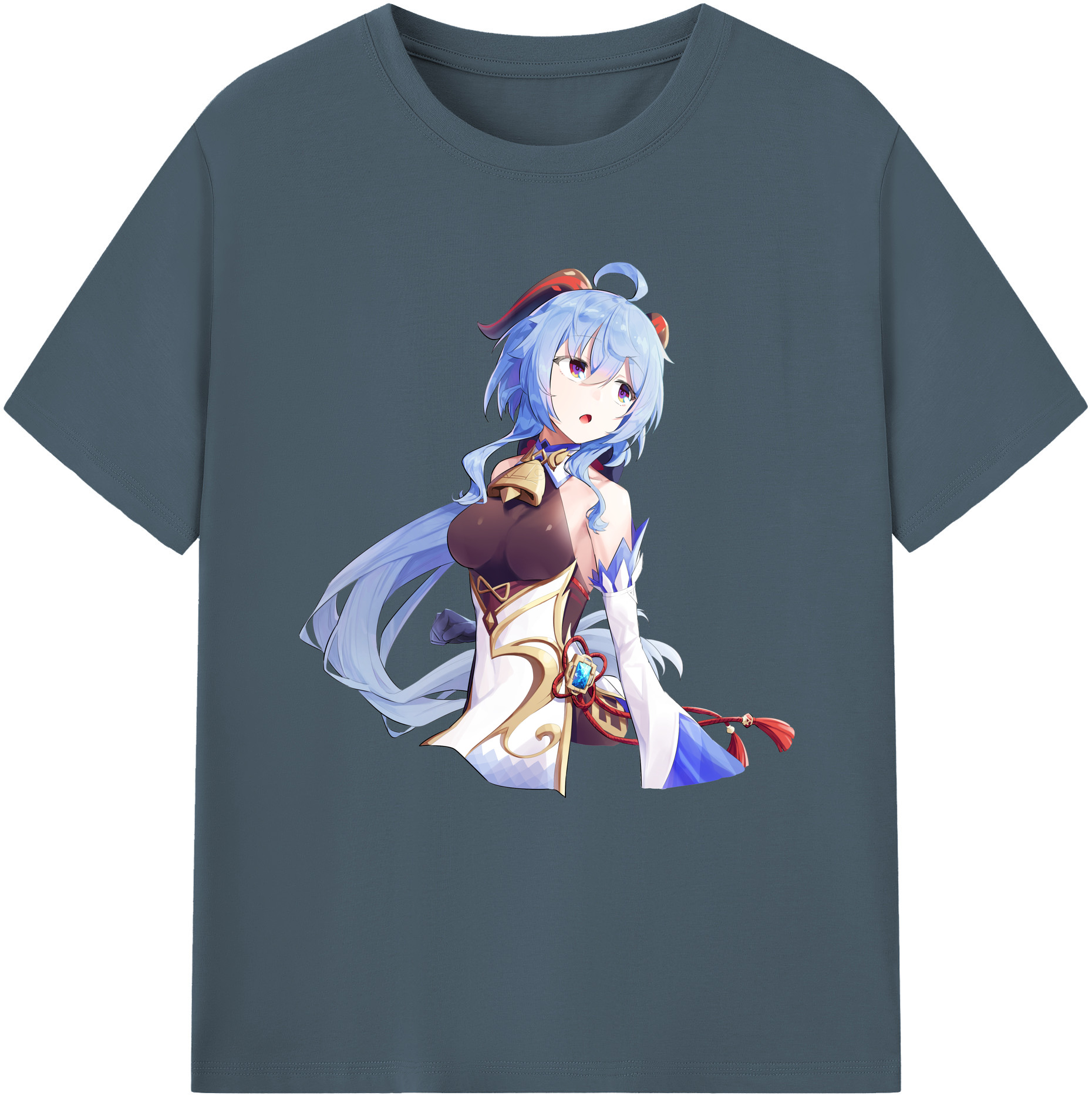 げんし神 甘雨 かんう genshin Ganyu 綿100％半袖Tシャツ（フロントプリント）